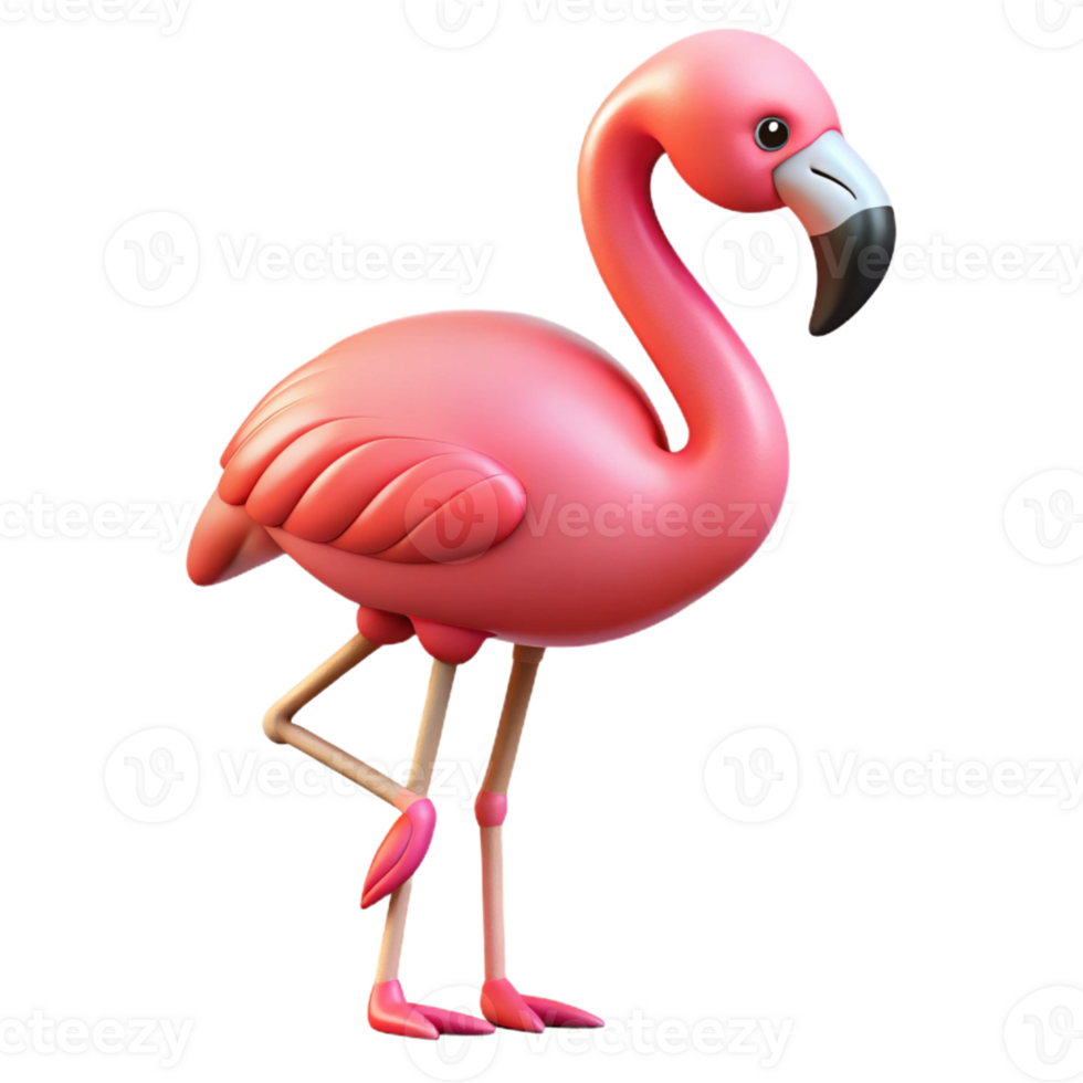 serene artistic Flamingo, pink flamingo, standing on one leg, 4K png