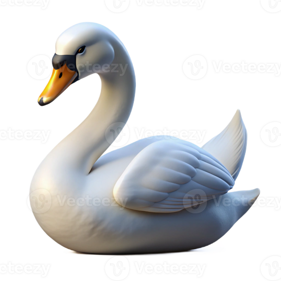 serene classic Swan, mute swan, graceful pose, 4K png