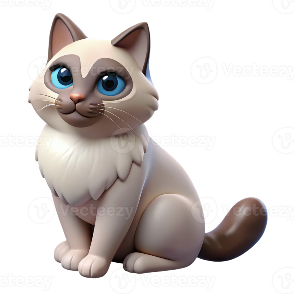 vibrant artistic Ragdoll cat, relaxed pose, high quality png