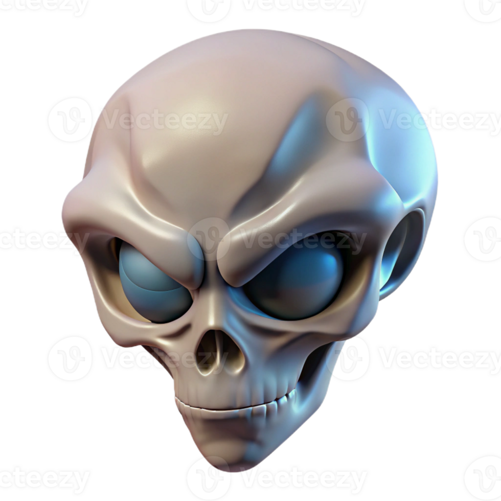 impressive traditional Alien skull, elongated, bony protrusions professional png