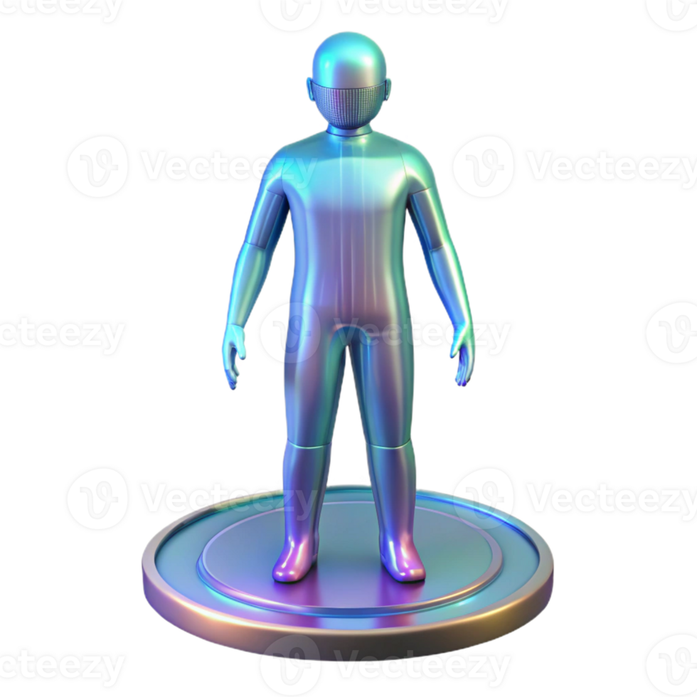 vibrant abstract Holographic projection of a human, life-size high resolution png