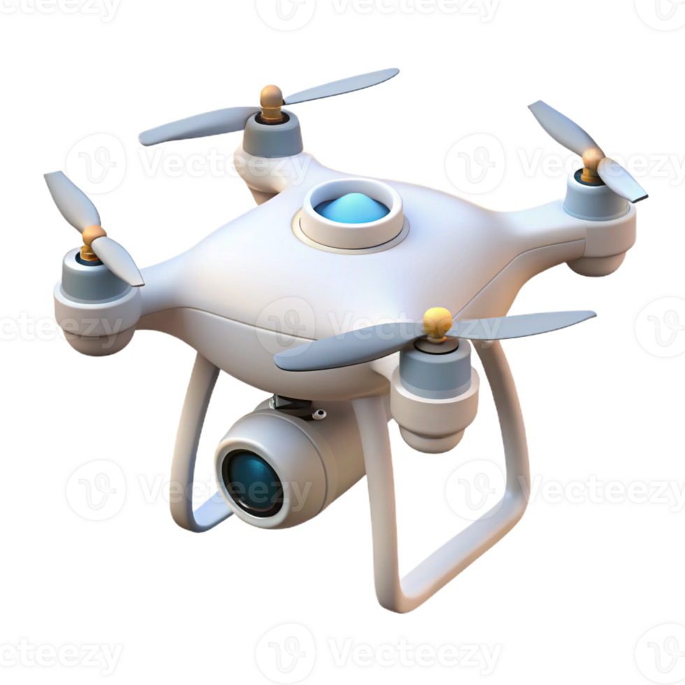 elegant vintage Hovering drone, sleek, white, camera attached professional png