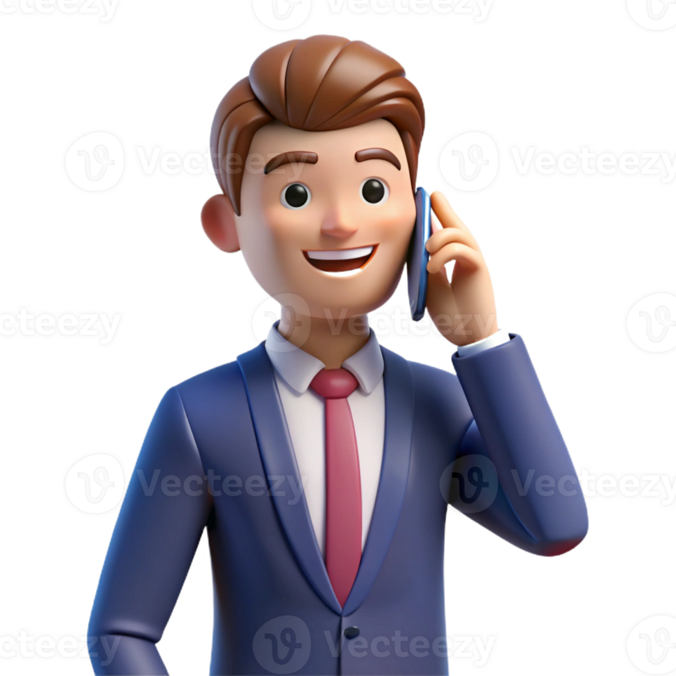 magnificent abstract Businessman, talking on phone, high quality png