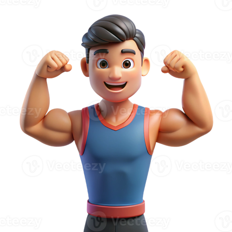 dramatic contemporary Confident athlete, flexing biceps, high resolution png