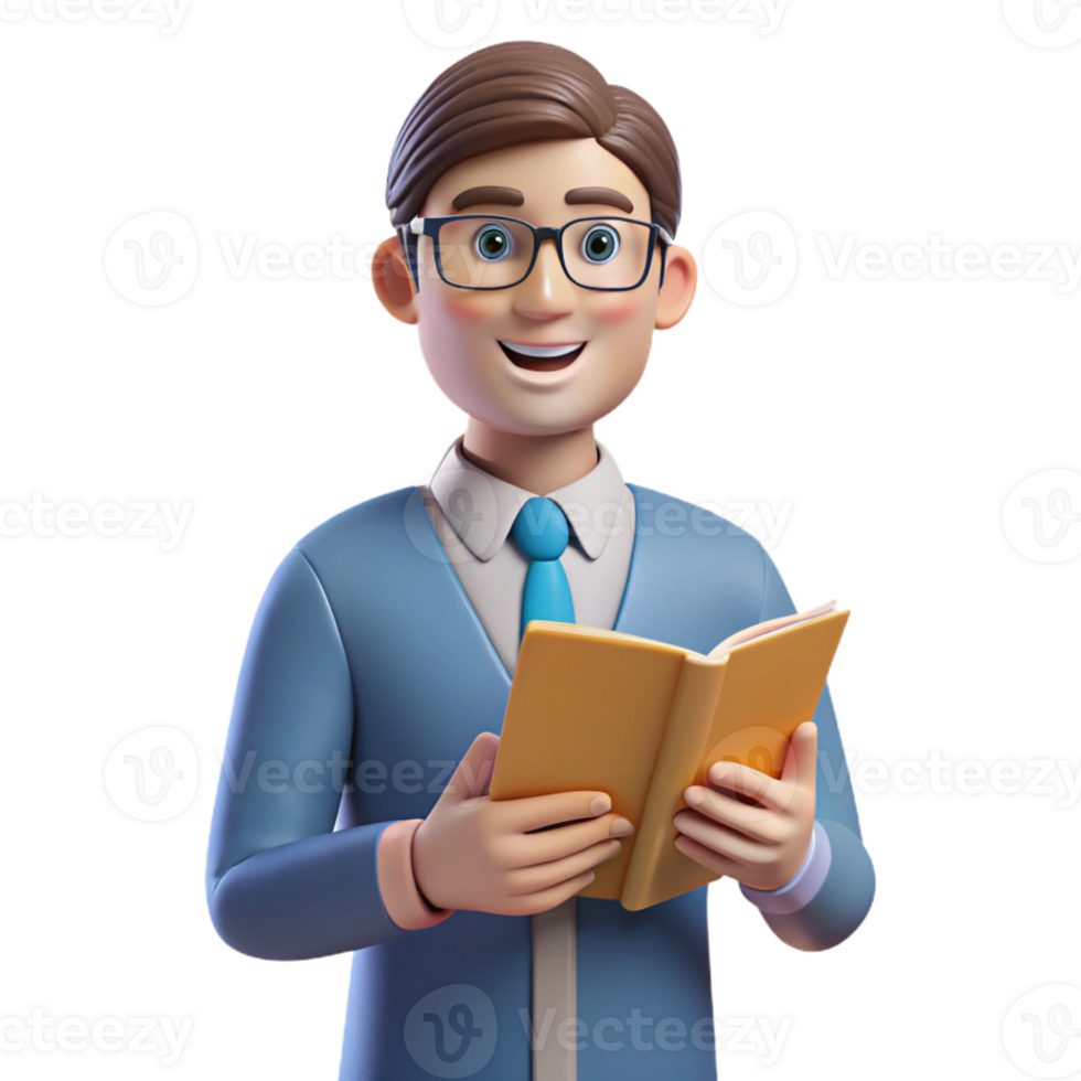magnificent vintage Teacher, holding a book, high resolution png