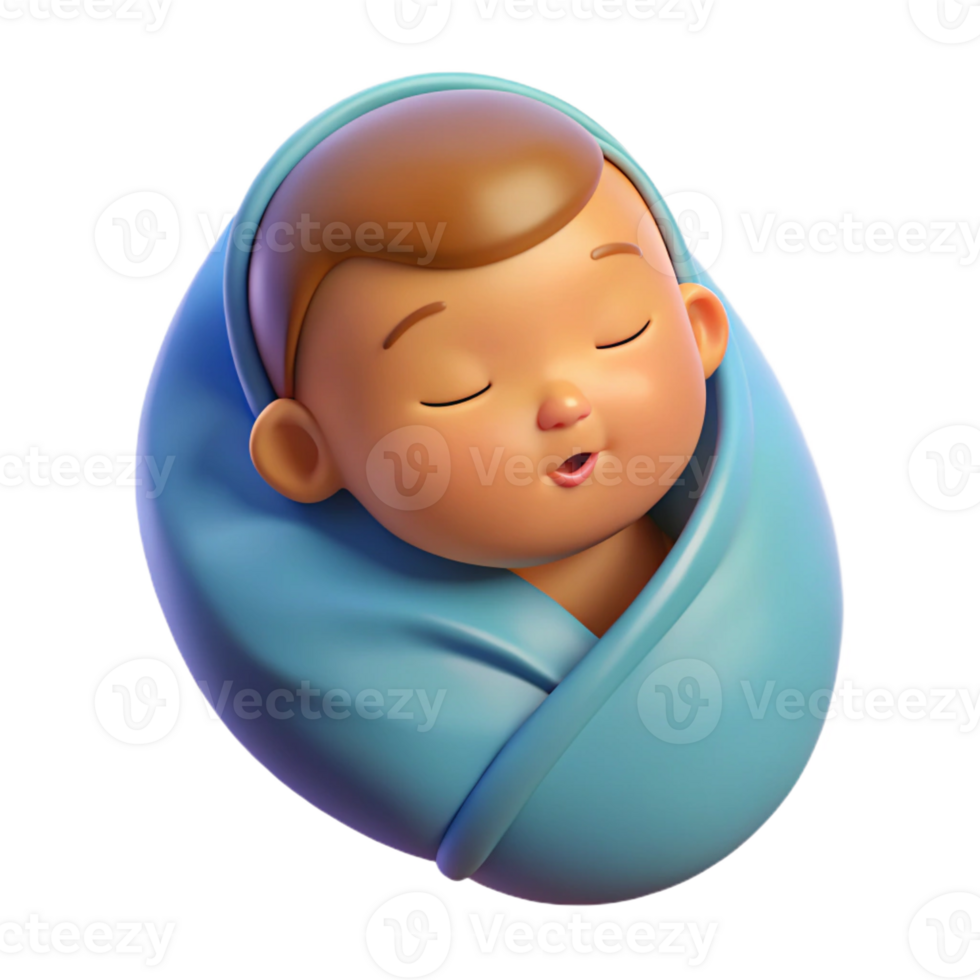 extraordinary rustic Sleeping baby, swaddled, peaceful expression, authentic png
