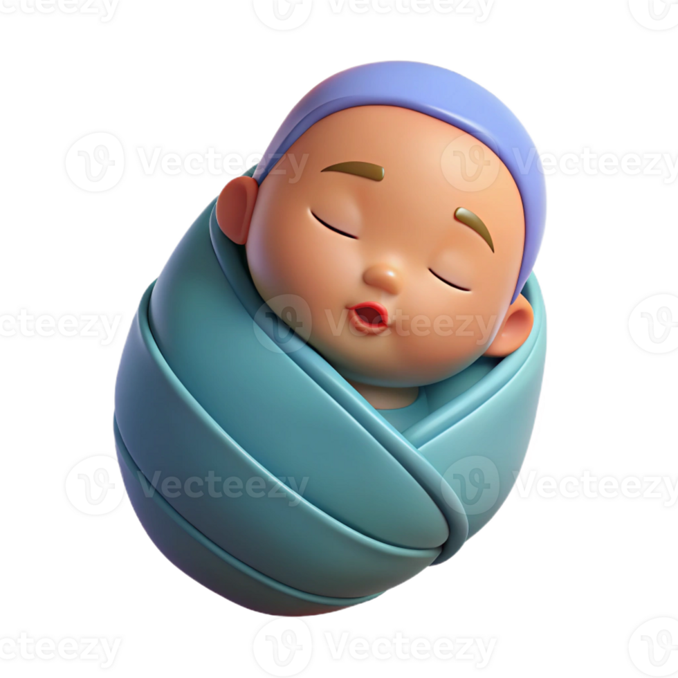stunning vintage Sleeping baby, swaddled, peaceful expression, high resolution png