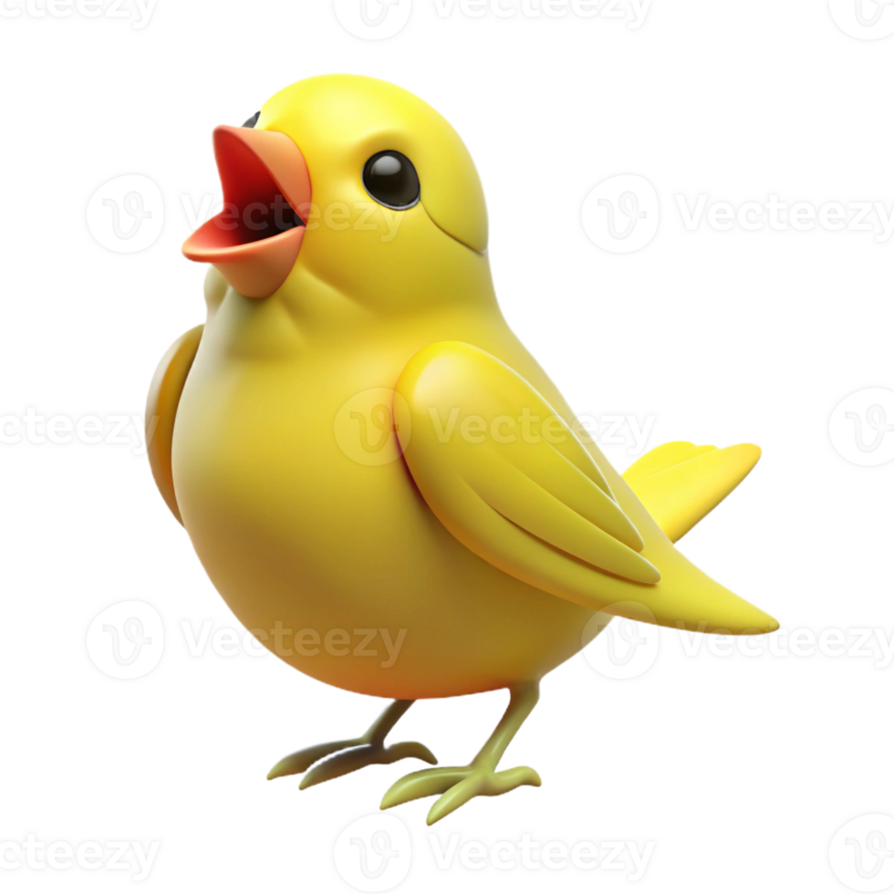 wonderful classic Singing canary, yellow feathers, open beak, exclusive png