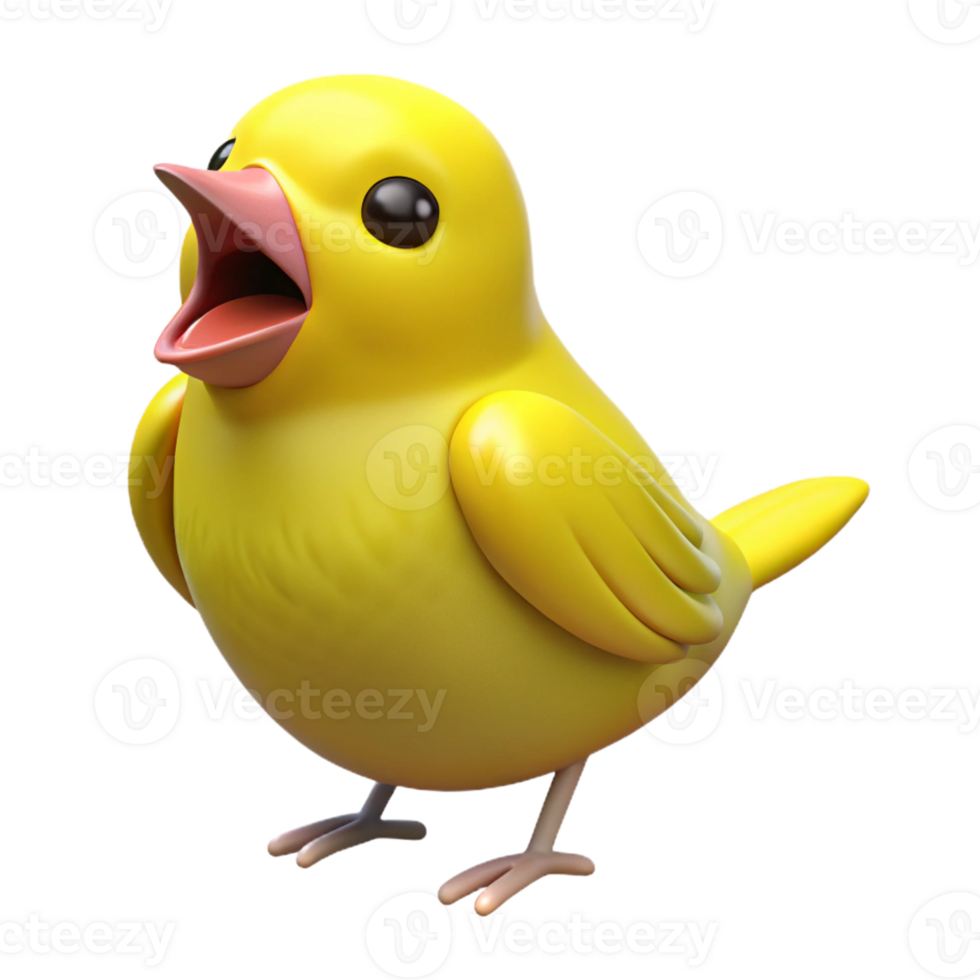 magnificent artistic Singing canary, yellow feathers, open beak, high quality png