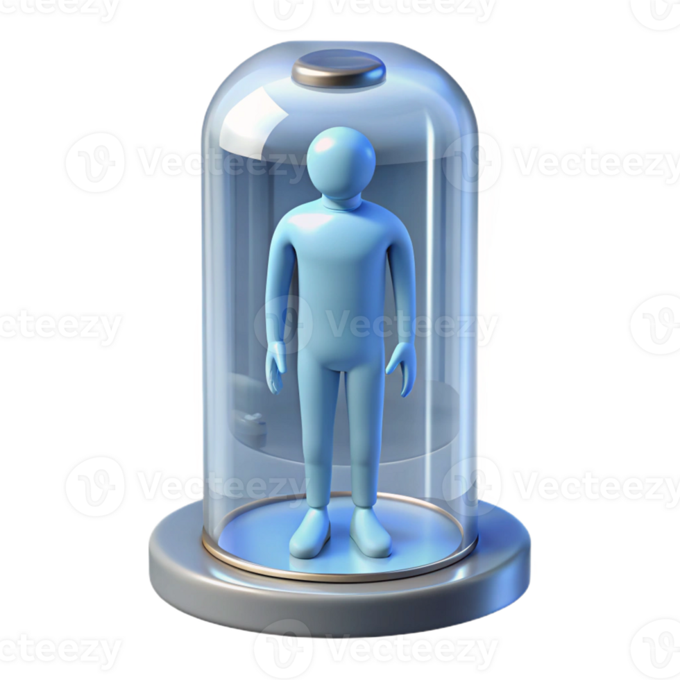 extraordinary classic Cryogenic chamber, transparent, containing human figure original png