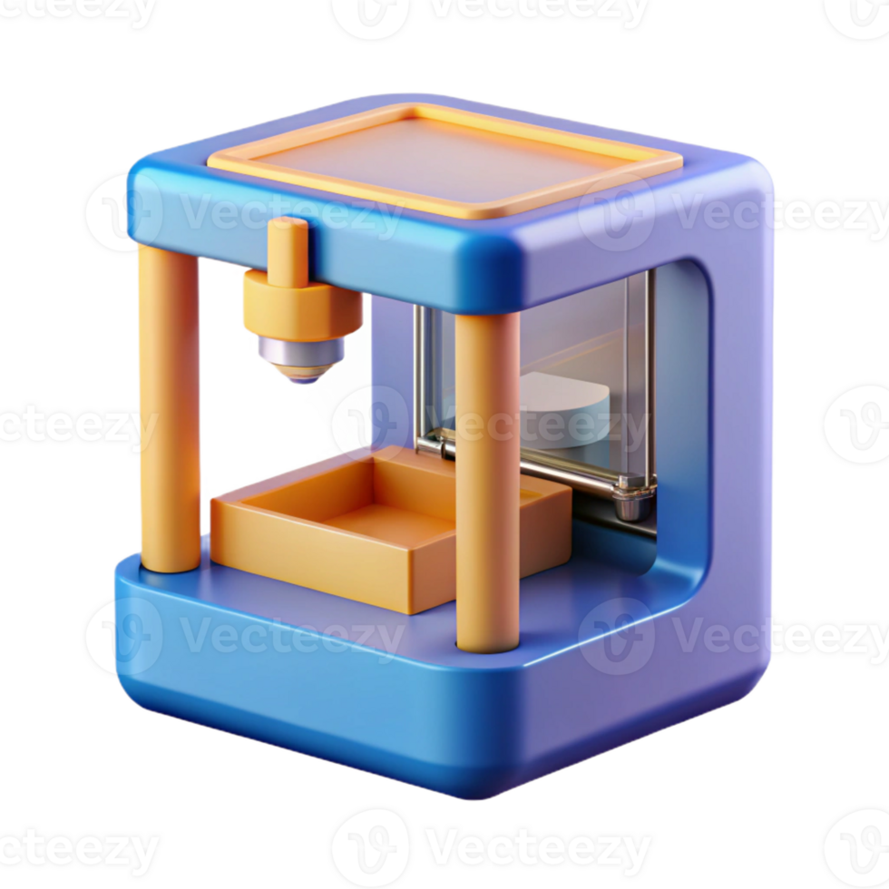 vibrant modern Advanced 3D printer, creating complex object high resolution png