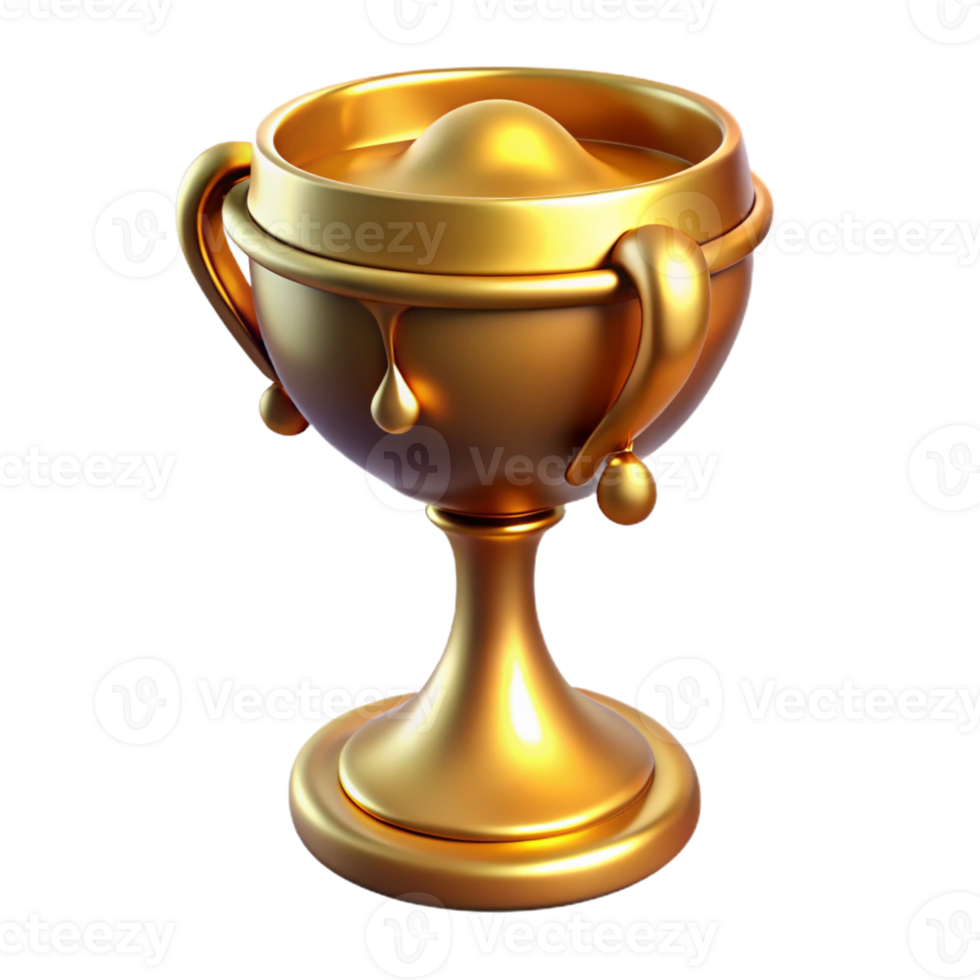 dramatic contemporary A single, ornate, golden chalice, overflowing with glowing liquid professional png