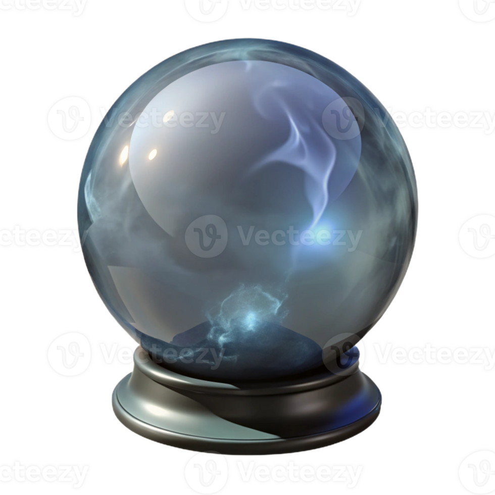 impressive abstract A single, cracked crystal ball, emitting smoke high quality png