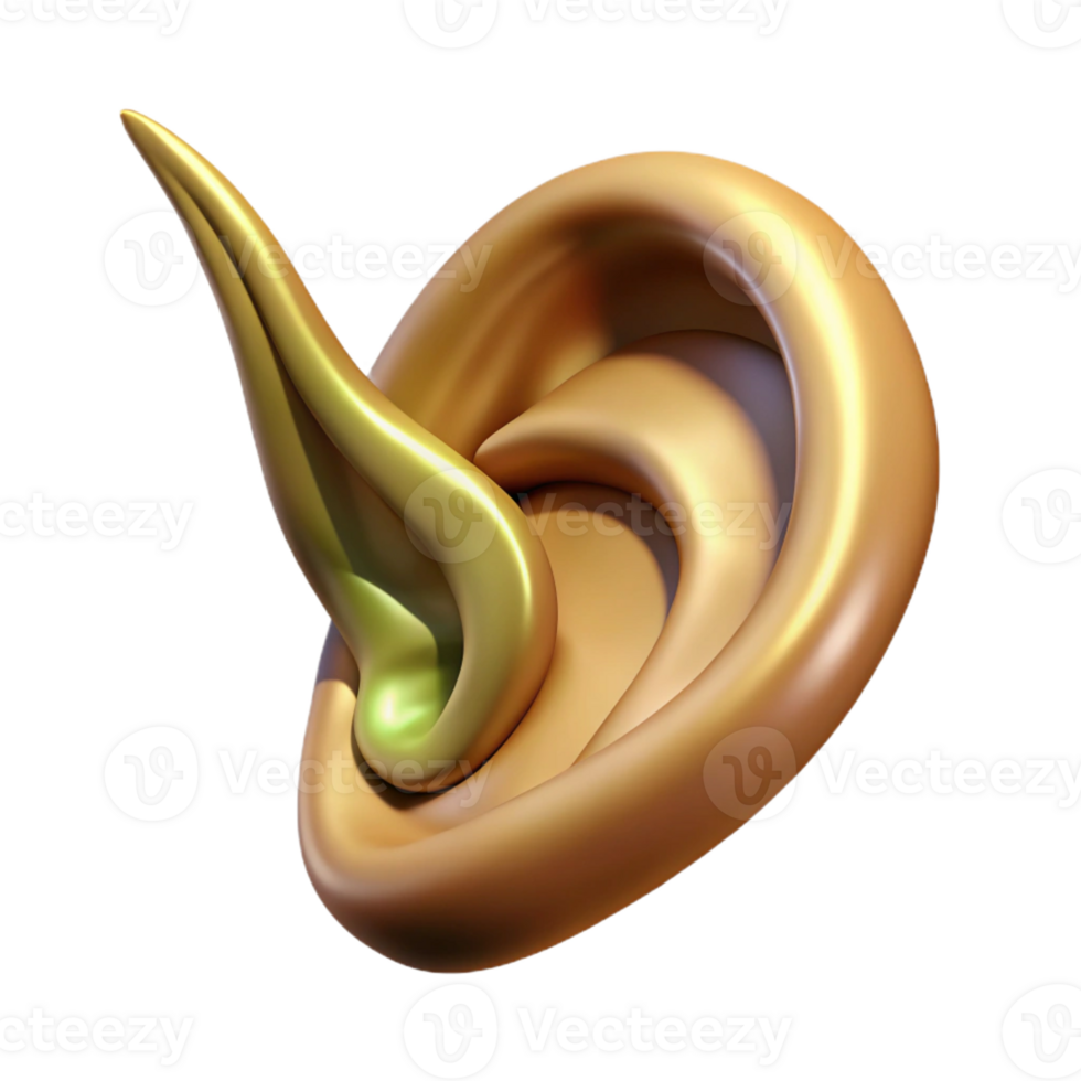 dramatic traditional A single, stylized, elven ear, pointed and elegant genuine png