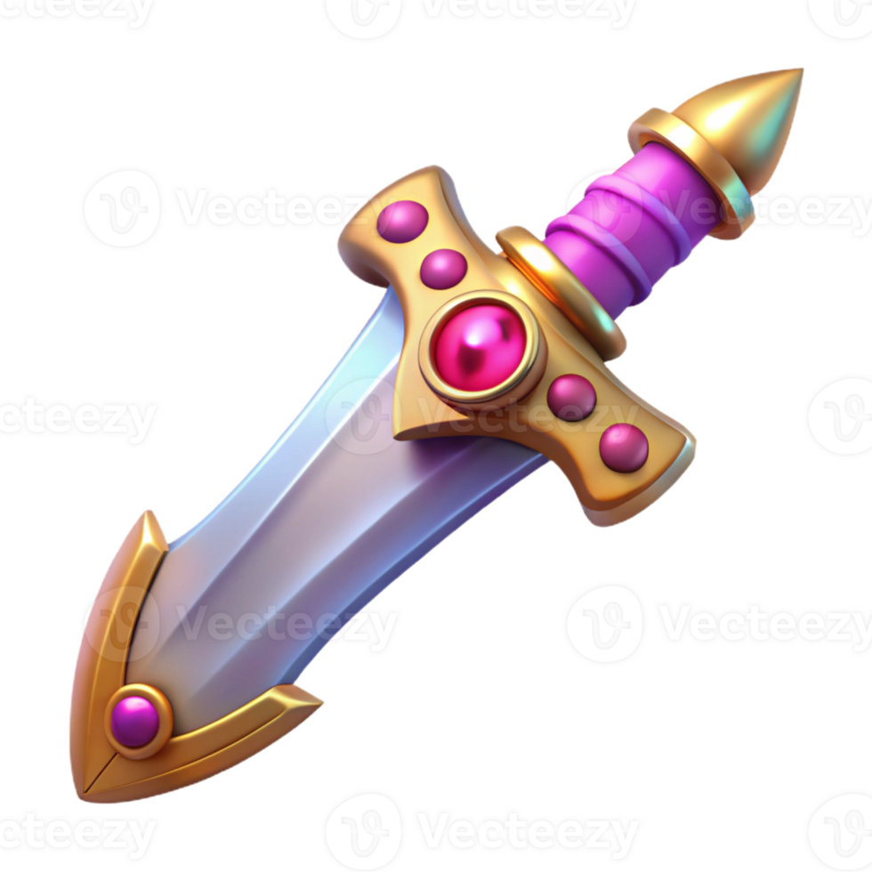 serene abstract A stylized, ornate dagger, with a jeweled hilt 4K png