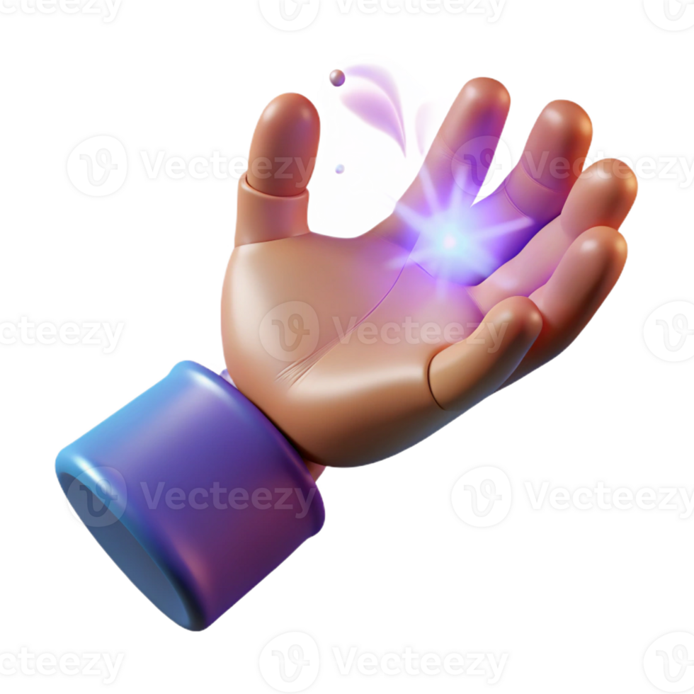 dramatic modern A single, open hand, emitting magical energy exclusive png