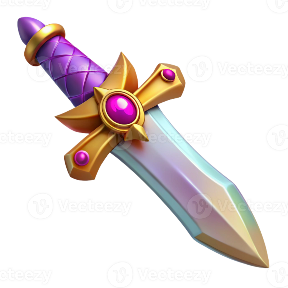 wonderful minimalist A stylized, ornate dagger, with a jeweled hilt high resolution png