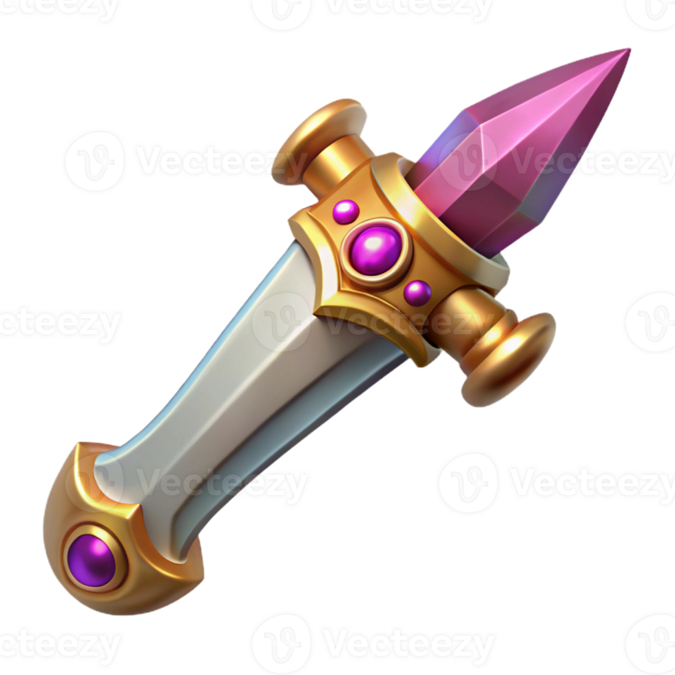 impressive classic A stylized, ornate dagger, with a jeweled hilt authentic png