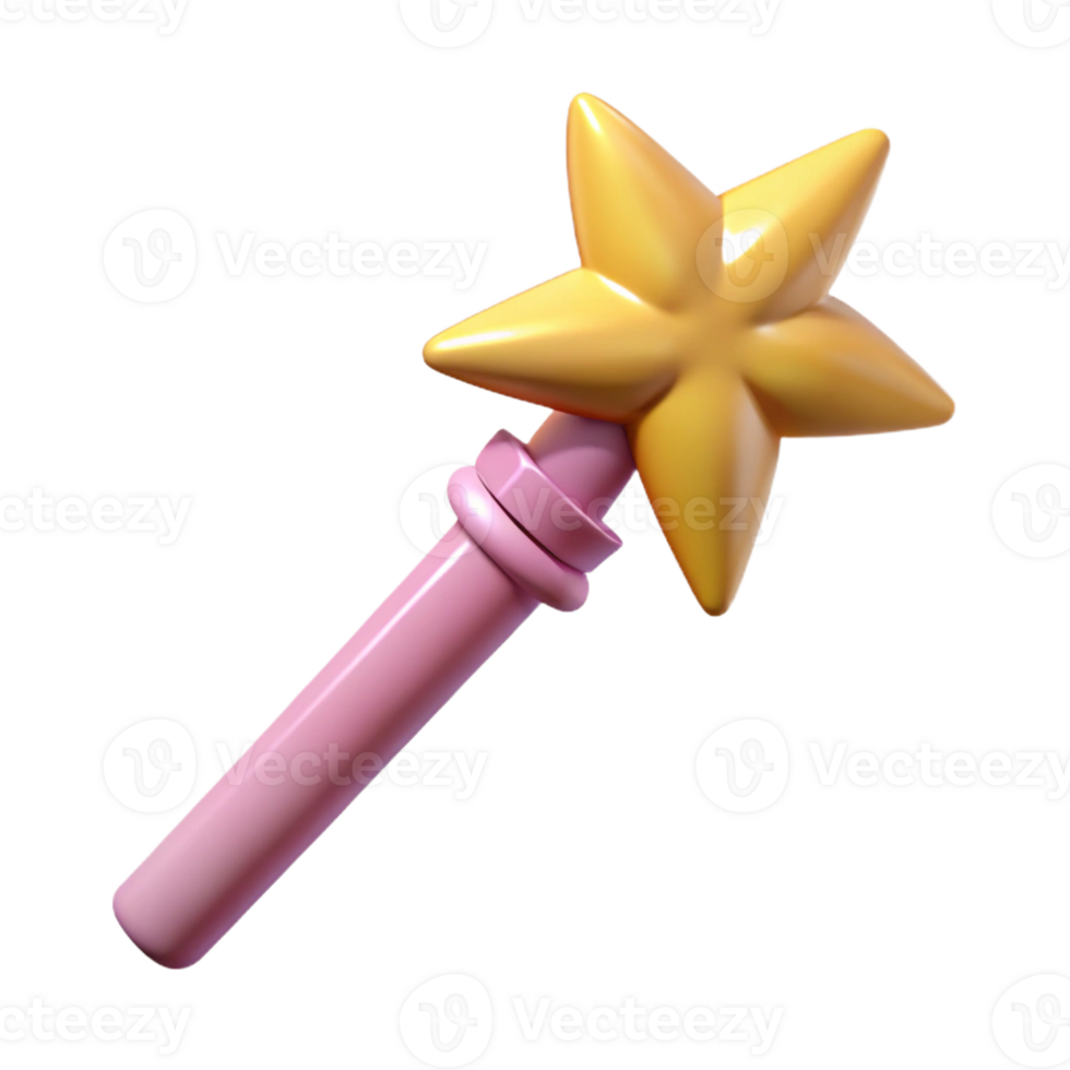 elegant contemporary A cartoon fairy wand, topped with a star high resolution png
