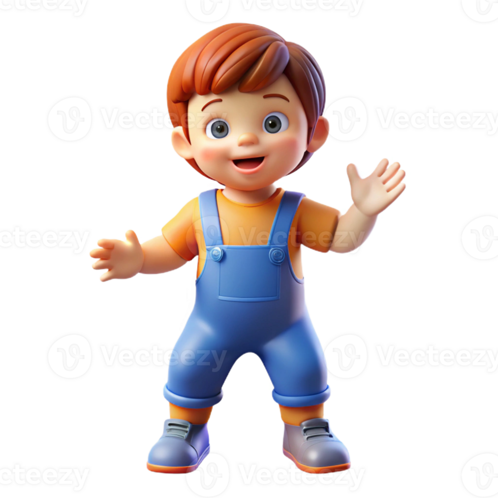 beautiful artistic Playful toddler in overalls, high quality png