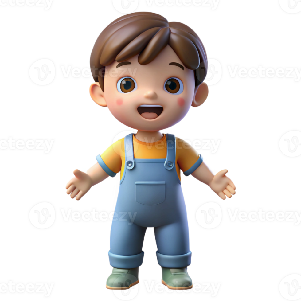 dramatic creative Playful toddler in overalls, high resolution png