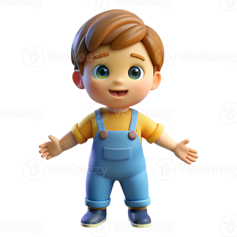 stunning artistic Playful toddler in overalls, high resolution png