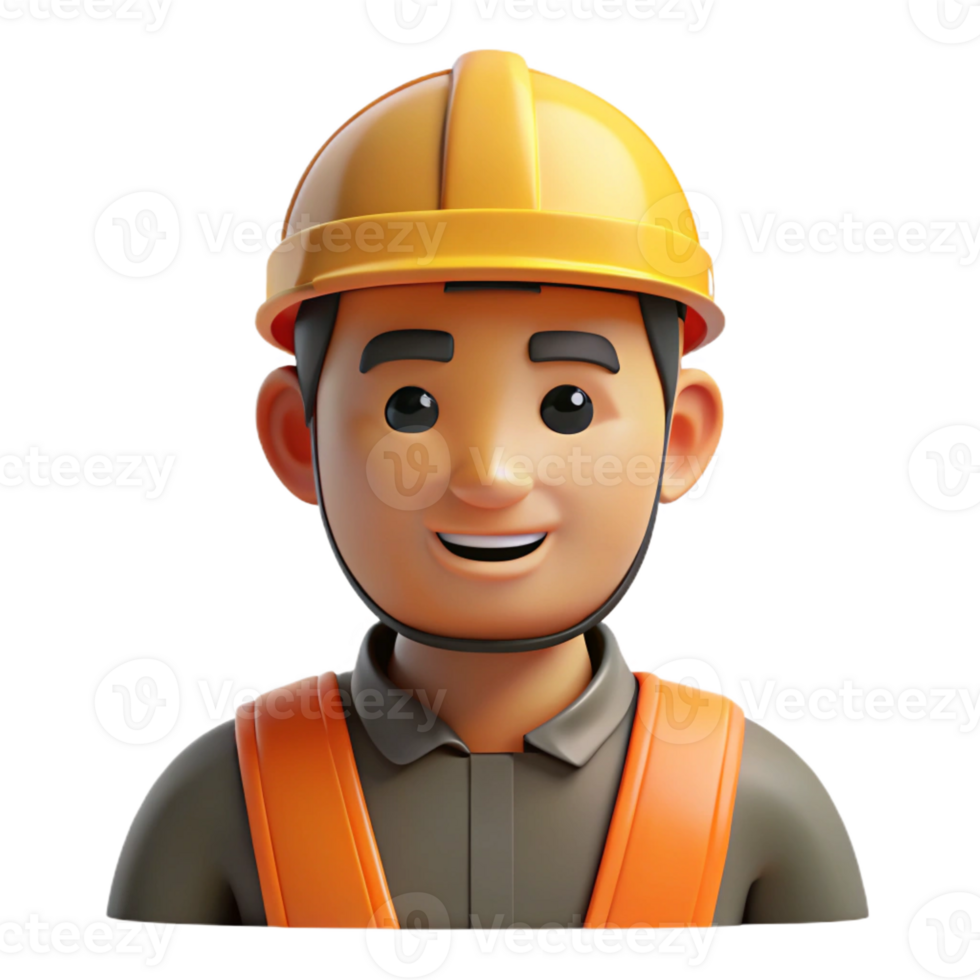 serene classic Construction worker in a hard hat, high quality png