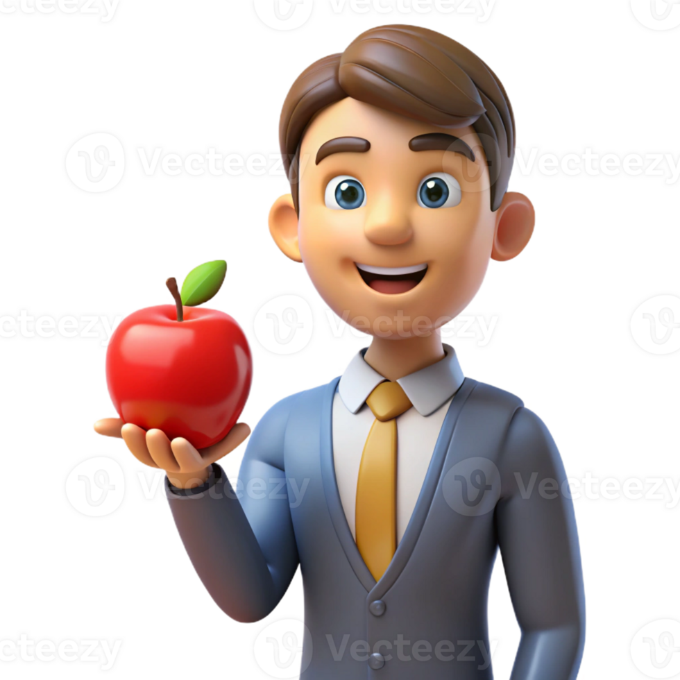 dramatic classic Teacher holding an apple, professional png
