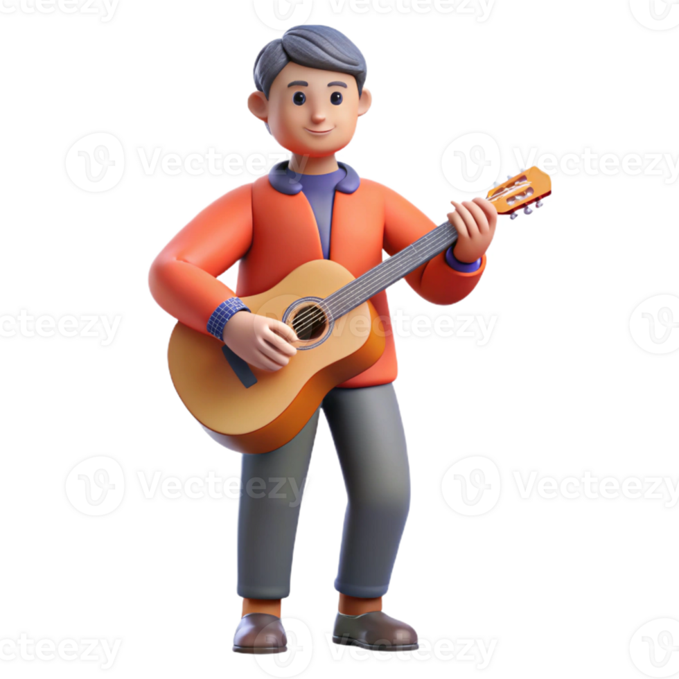 impressive abstract Musician playing a guitar, premium png