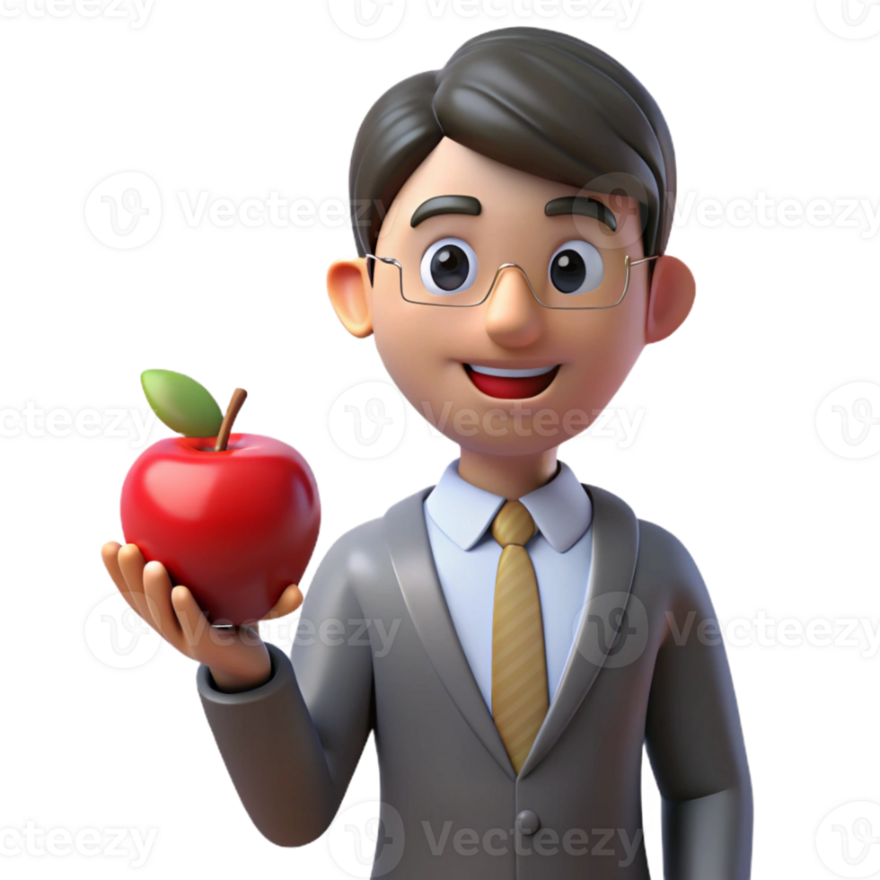stunning modern Teacher holding an apple, professional png