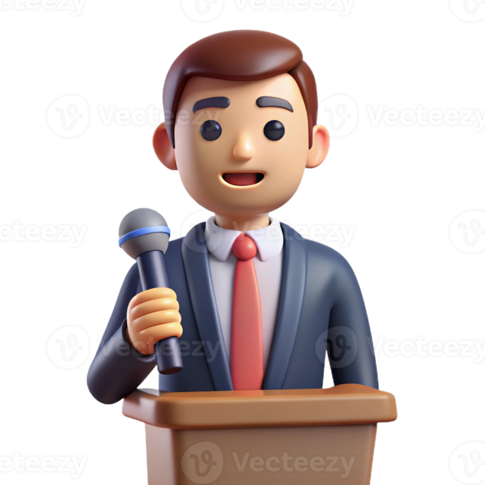 serene vintage Professional speaker with a microphone, premium png
