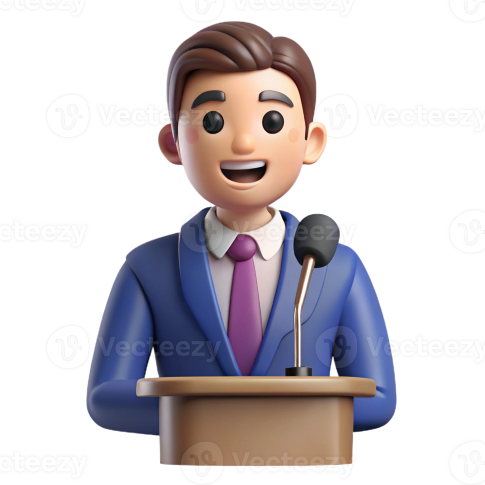 beautiful artistic Professional speaker with a microphone, high resolution png