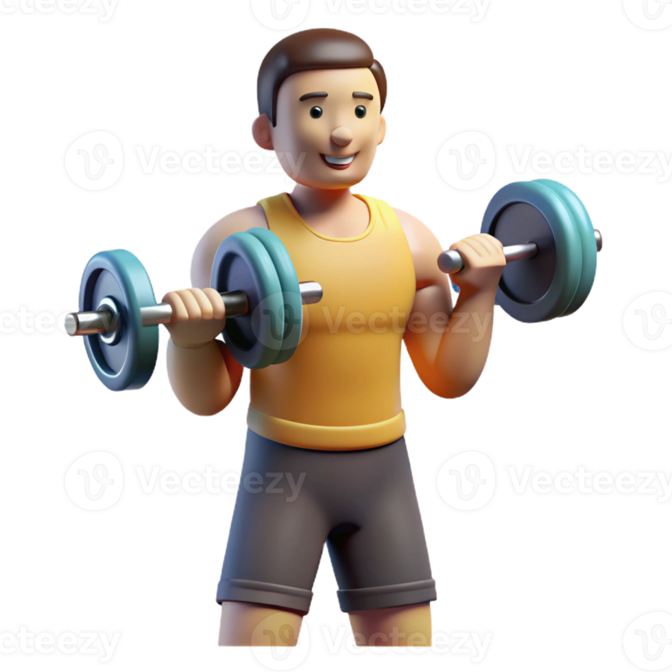 beautiful abstract Fitness trainer lifting weights, authentic png