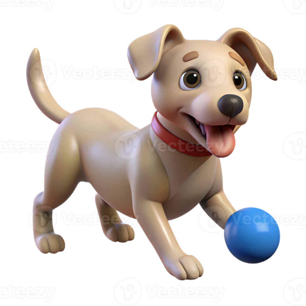 extraordinary contemporary Playful dog fetching a ball, 4K png