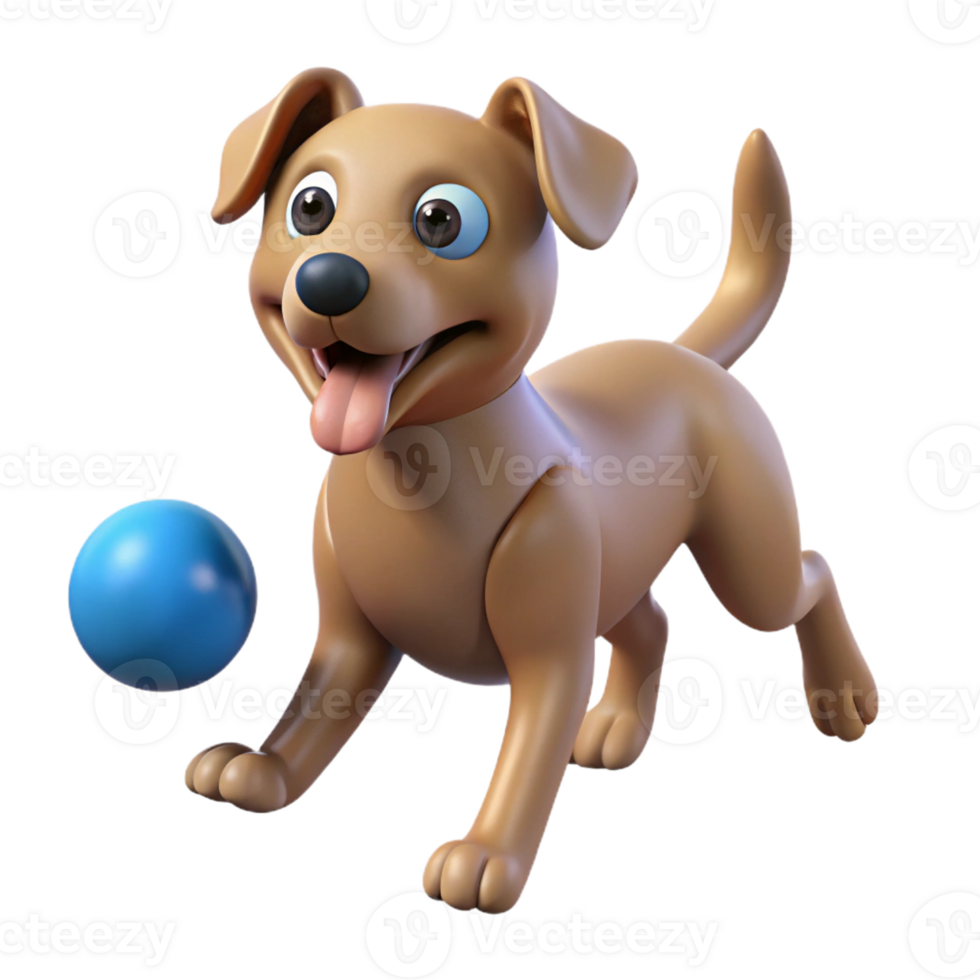 elegant abstract Playful dog fetching a ball, high quality png