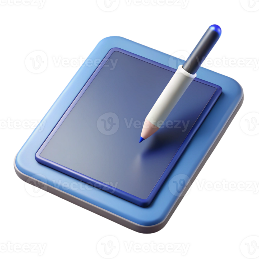 extraordinary creative A tablet computer with a stylus pen 4K png