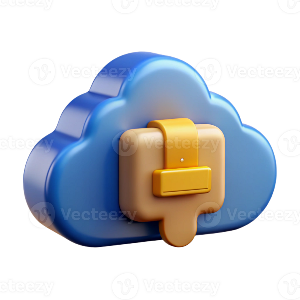 serene rustic A cloud storage icon, stylized and 3D exclusive png