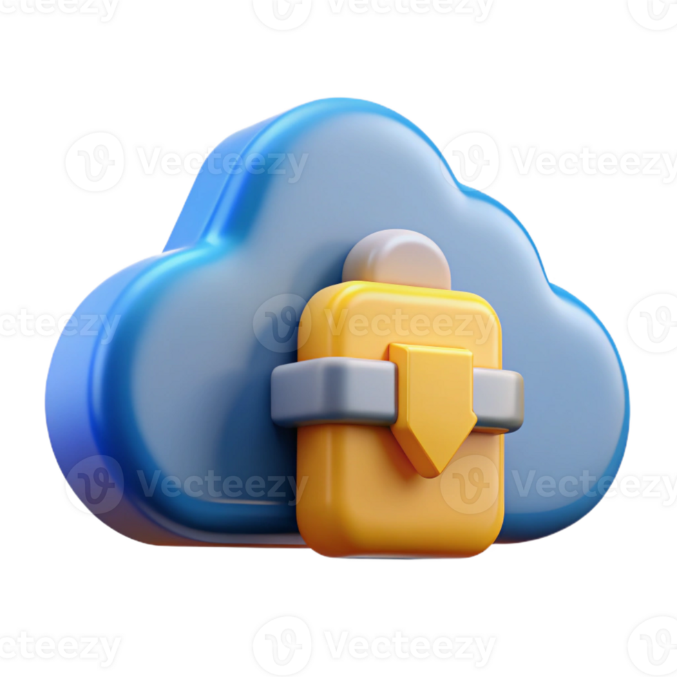 extraordinary artistic A cloud storage icon, stylized and 3D 4K png