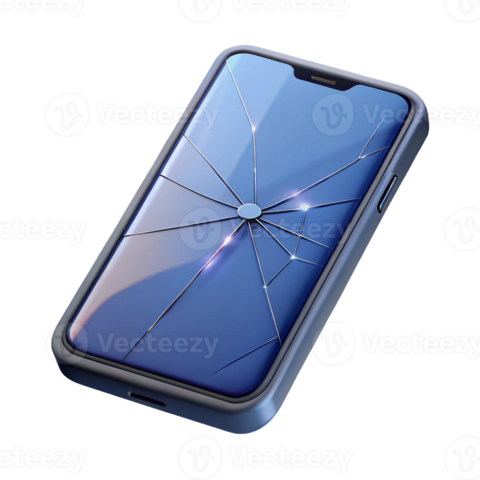 vibrant contemporary A broken smartphone screen, zoomed in on the cracks exclusive png