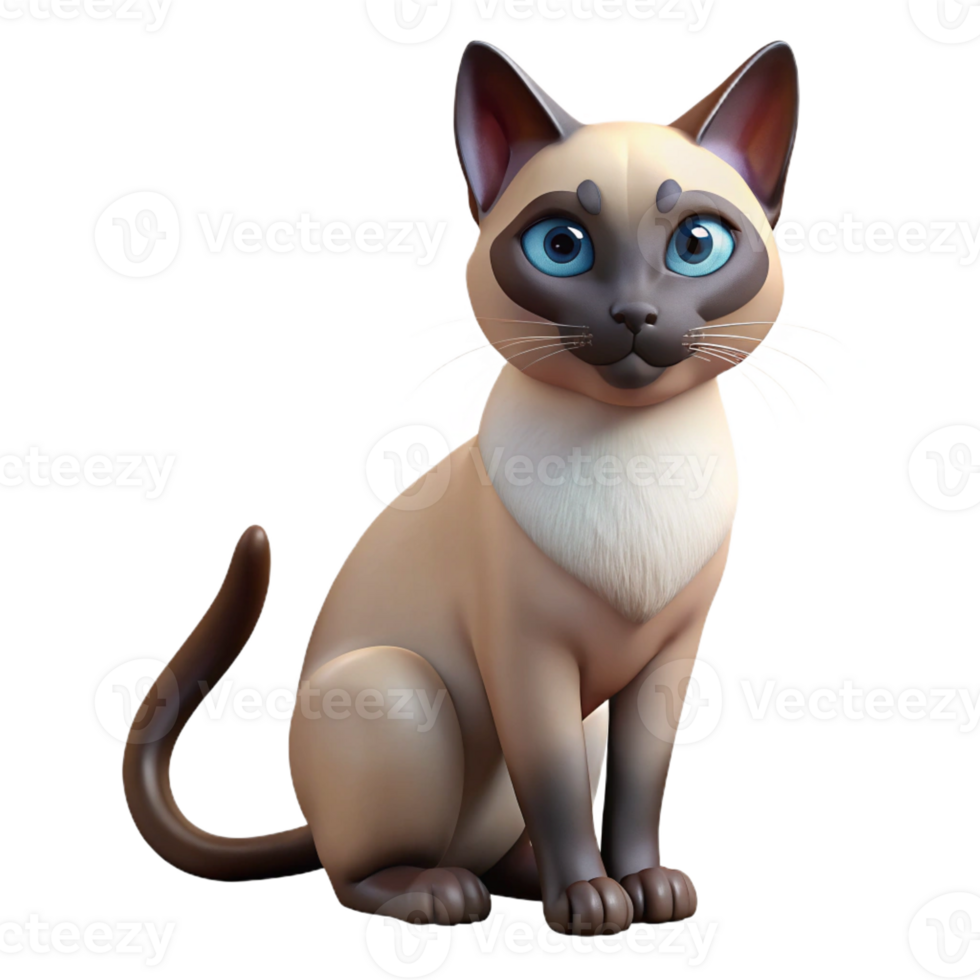 stunning traditional A Siamese cat, grooming itself professional png