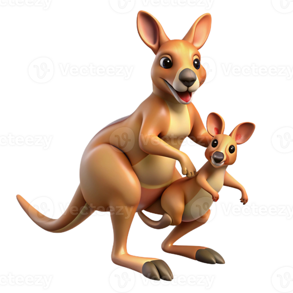 wonderful rustic A kangaroo, hopping with joey in pouch exclusive png