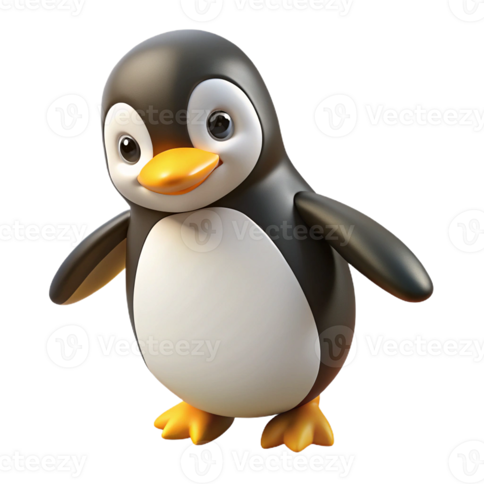 vibrant minimalist A penguin, waddling authentic png