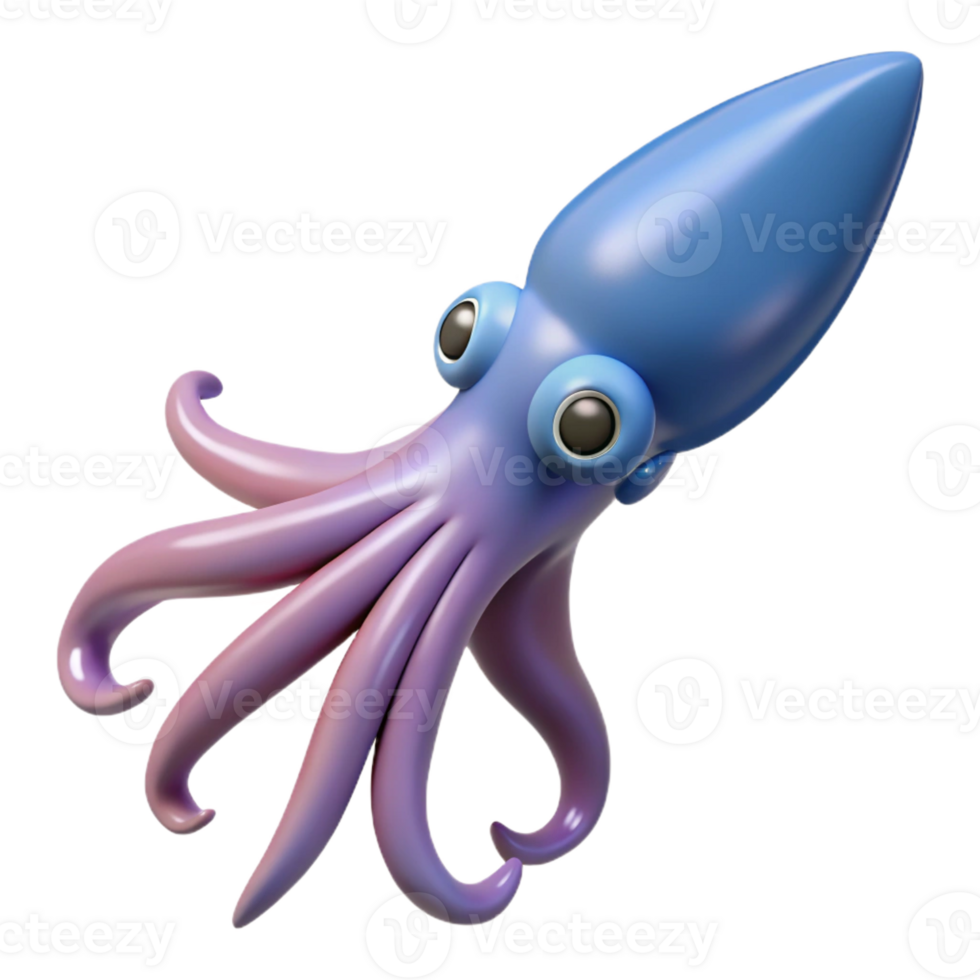 impressive vintage A squid, swimming original png