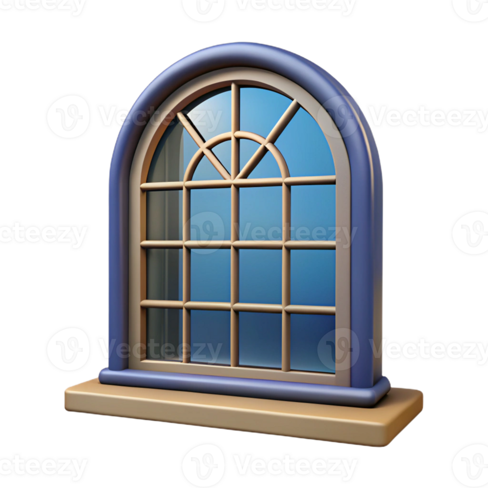 extraordinary artistic Georgian window, multi-paned, symmetrical, original png
