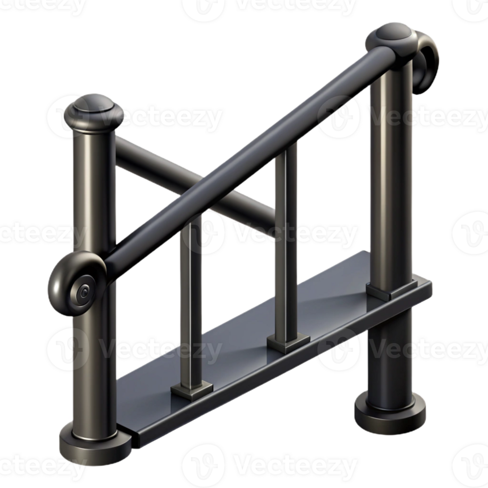 stunning contemporary Iron railing, simple, black, high quality png