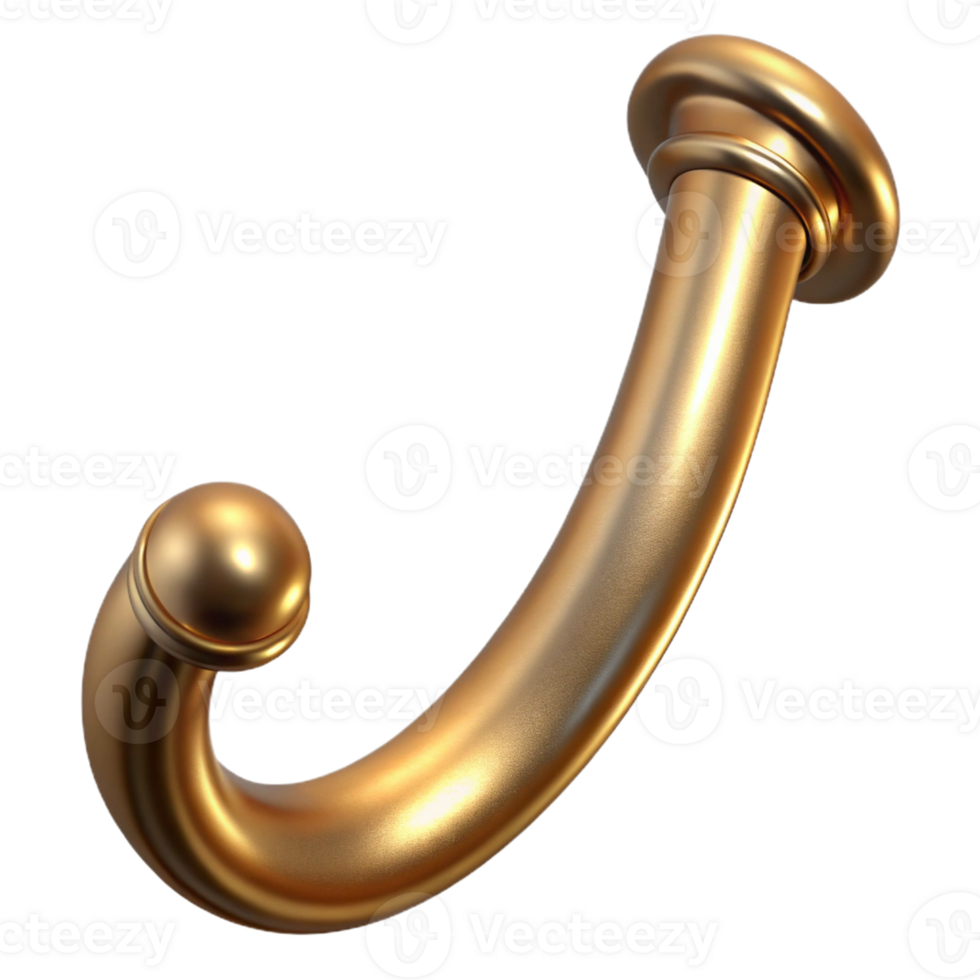 extraordinary contemporary Brass handle, curved, polished, 4K png