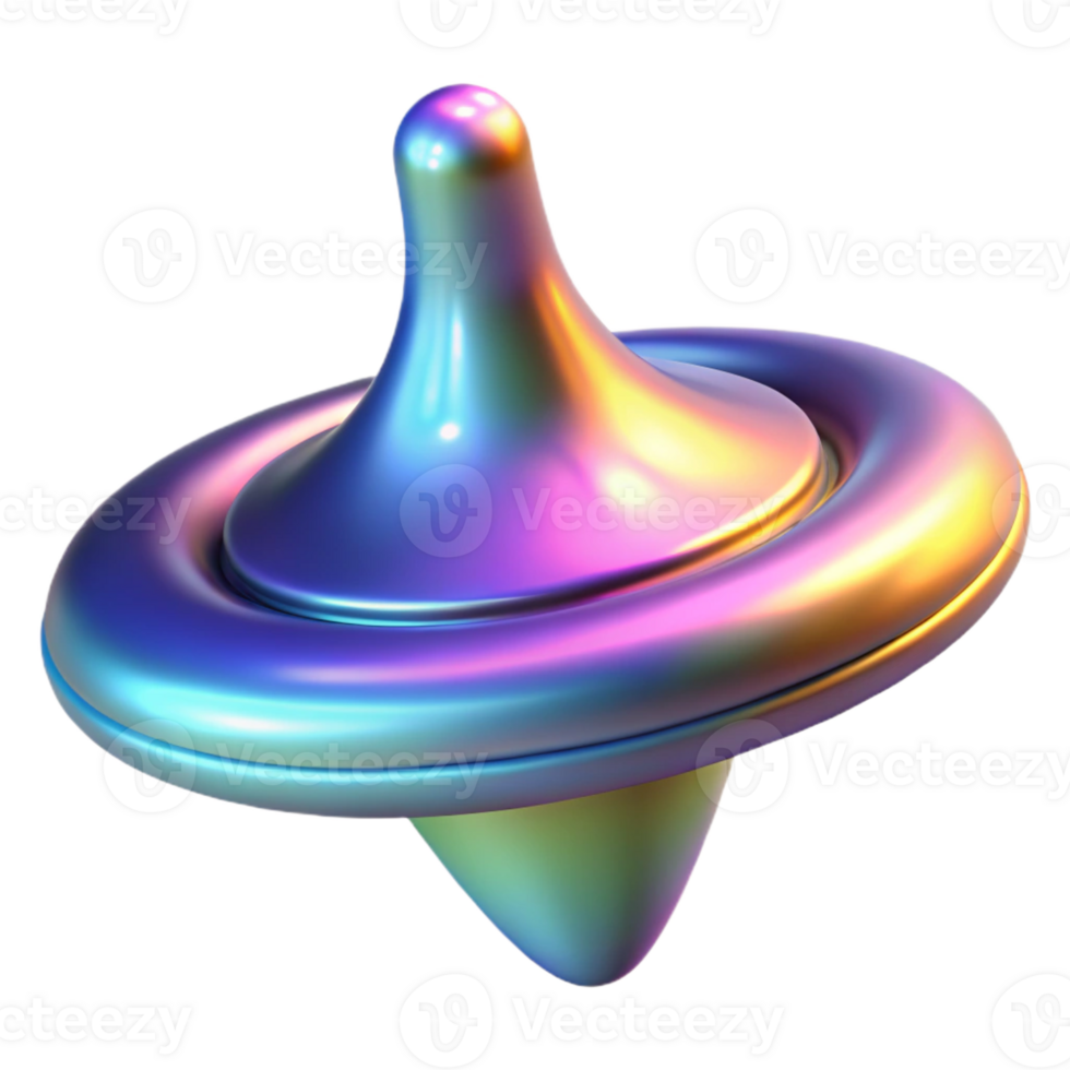 impressive classic A spinning top with a holographic surface detailed png