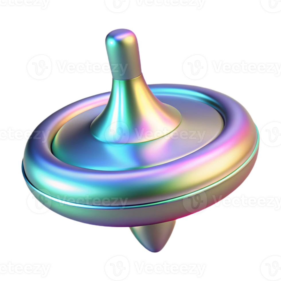 magnificent minimalist A spinning top with a holographic surface high resolution png