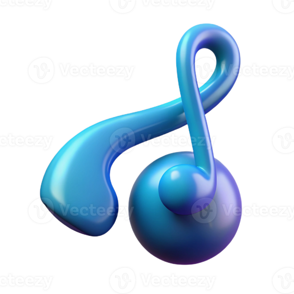 vibrant vintage A single, stylized musical note with flowing lines premium png