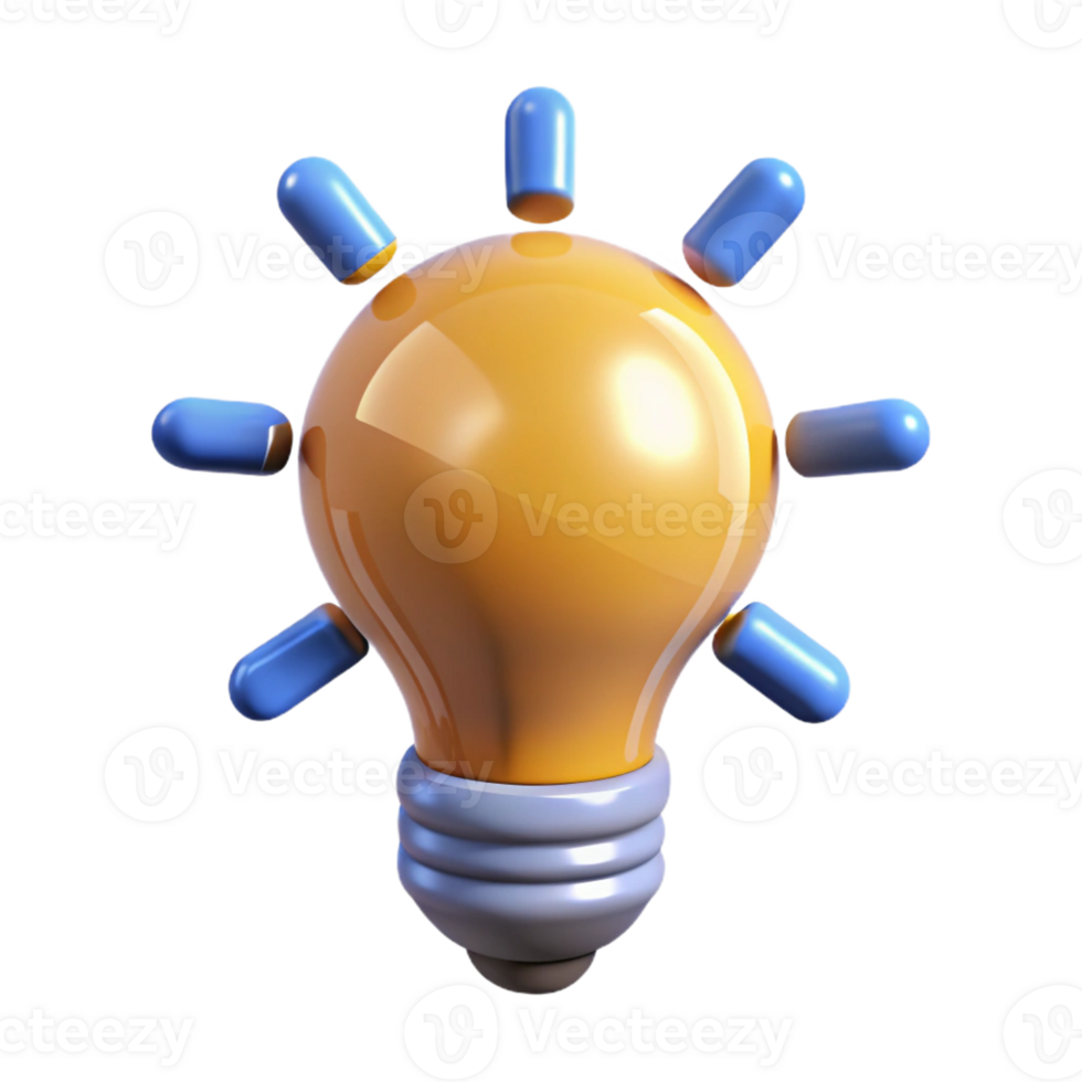 magnificent rustic A single, stylized light bulb radiating ideas genuine png